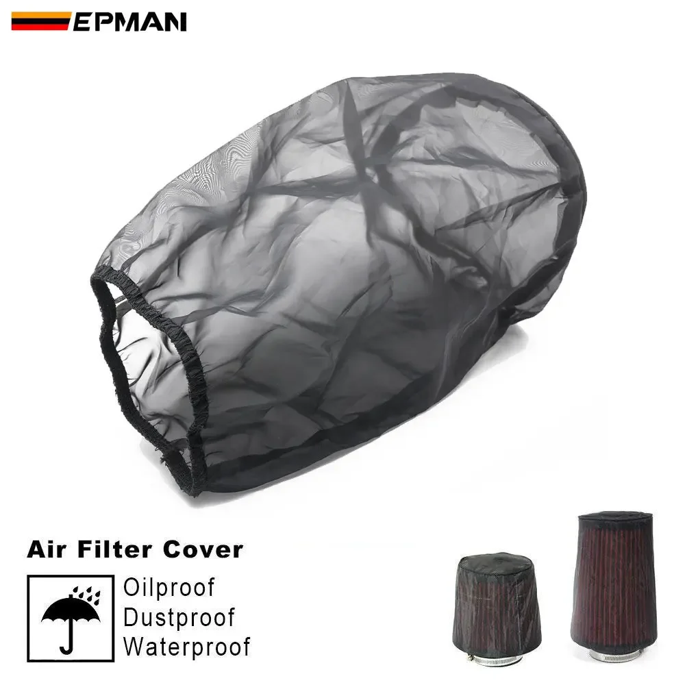 EPMAN Universal Car Cone Air Filter Protective Cover Waterproof Oilproof Dustproof for High Flow Air Intake Filters Black