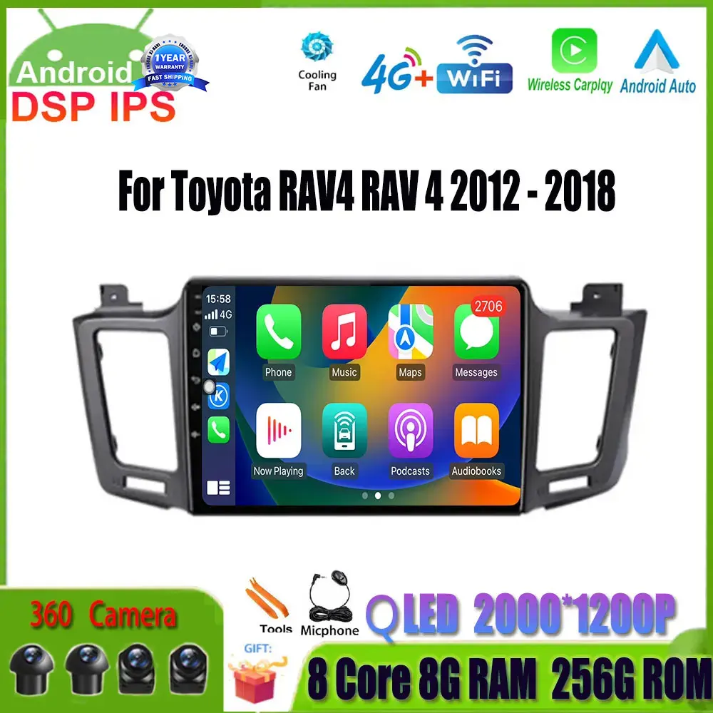 

Android 14 4G Lte DSP RDS For Toyota RAV4 RAV 4 2012 - 2018 Auto Radio Carplay BT WIFI Car Multimedia GPS Navigation NO DVD