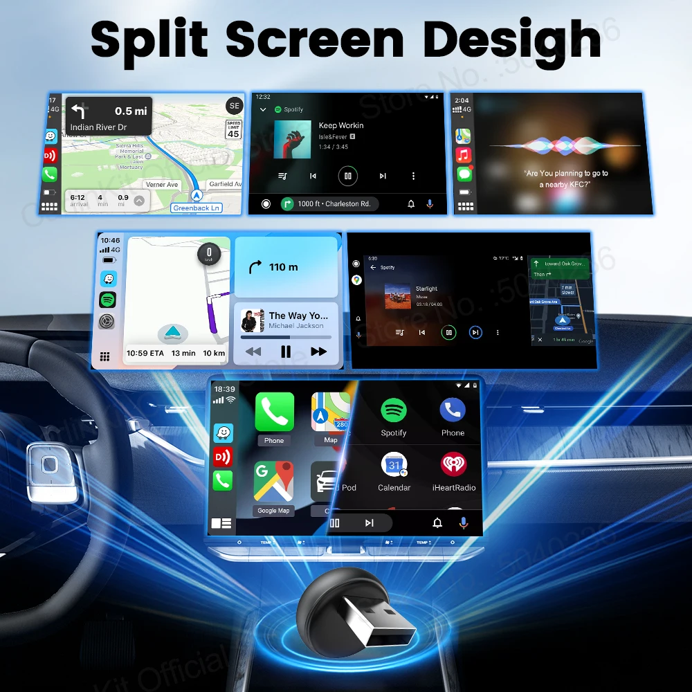 Nuevo CarlinKit 5.0 Mini Ultra3 inalámbrico Android Auto y CarPlay 2 en 1 adaptador inalámbrico WIFI Bluetooth Auto Connect Smart Mini Box Plug and Play para autos