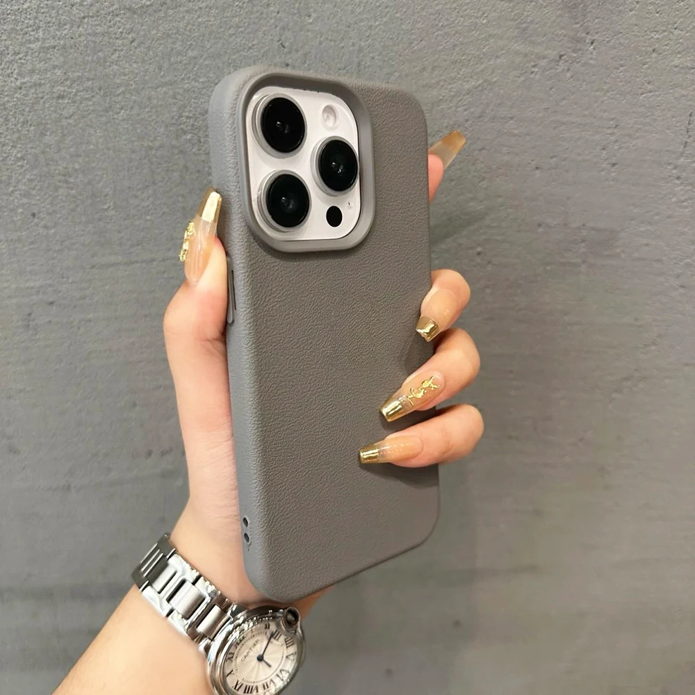 Luxury Leather Texture Silicone Soft Case For iPhone 16 15 14 13 12 11 Pro Max Plus Candy Color Matte Ultra Thin Cover Shell 16 - náhled 4