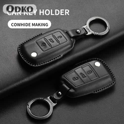 Leather Car Key Case Cover Shell for VW Volkswagen Polo Golf Passat Beetle Tiguan Skoda Octavia Kodiaq Seat Leon Altea Keyless