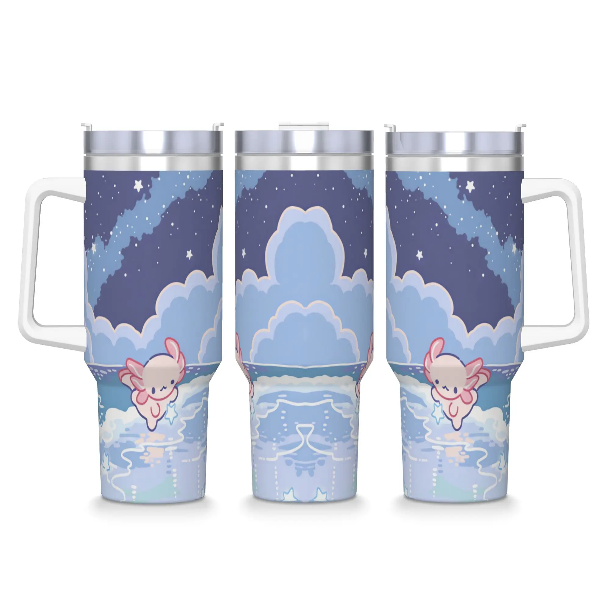 Swimmy Axolotls Stainless Steel Tumbler  Driving Car Mugs 40oz Thermal Mug Keep Heat Cold Drink Milk Tea Water Bottle