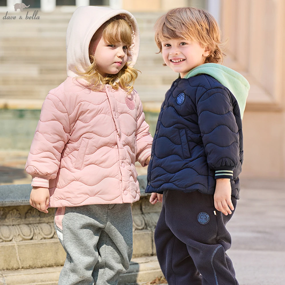 Dave Bella Children Winter Autumn Hooded Jacket Coat for Girls Boys Top Thicken Warm Outerwear Outdoor Clothes DB4242714