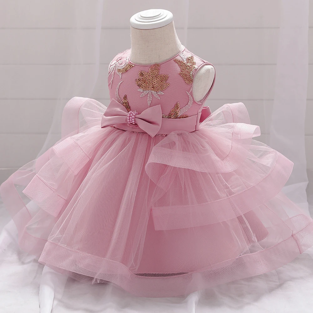 Baby Girl Clothing 1st Birthday Dress Sequin Princess Dress Vintage Gown Girls Formal Party Wedding Dress 3-24 months Vestidos