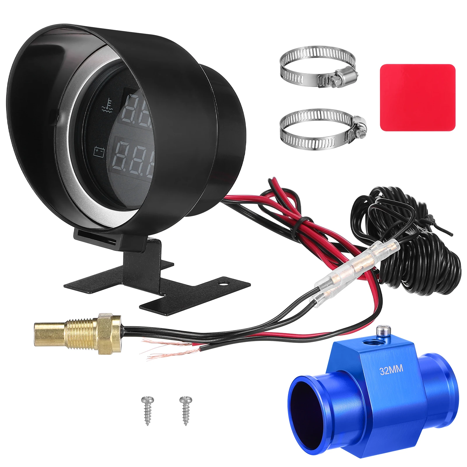 

1pcs Dual Water Temp Gauge Universal Car Temperature Voltage Meter Digital Led Display Compact Engine Coolant Indicator For Cars