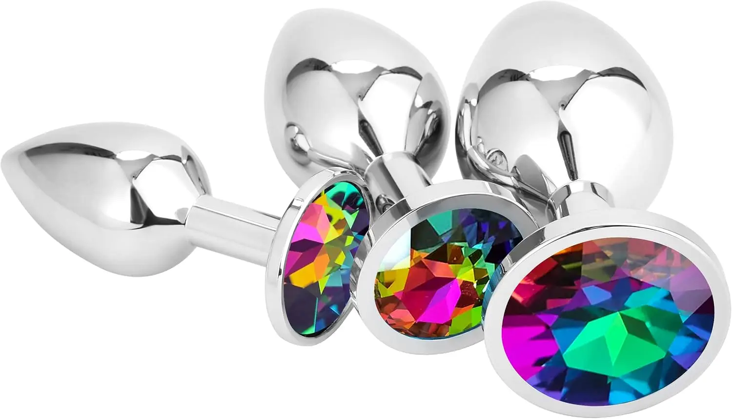 

3X Metal Anal Plug | Butt Plug Rainbow Crystal | Pure Pleasure in 3 Sizes for Women, Couples, Men | Anal Toy Set Colorful