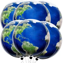 6 Pieces Large Globe Balloons Set 22 Inch 4D Earth Balloons Travel Themed Party World Balloons for Earth Day Decorations