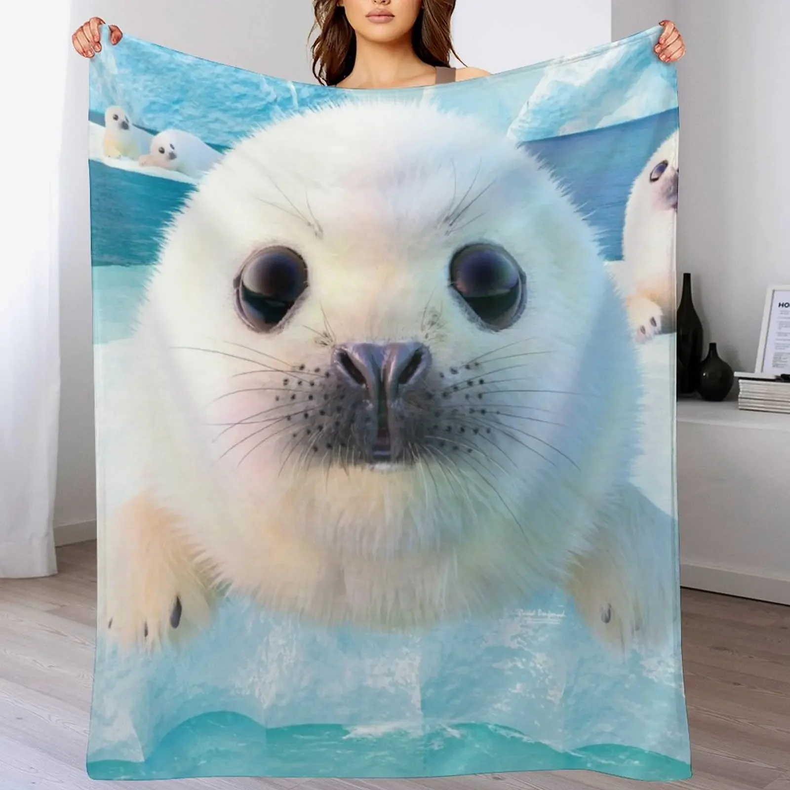 Seal pup sea Throw Blanket Anti Shedding Soft Fuzzy Blanket for Home