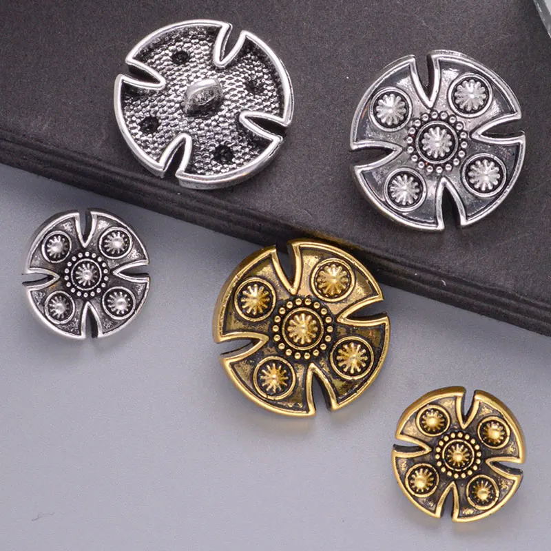 10/15/20pcs 15/20mm Gold or Silver Color Plated Vintage Cross Design Clothing Sewing Buttons DIY Needlework Craft Accessories