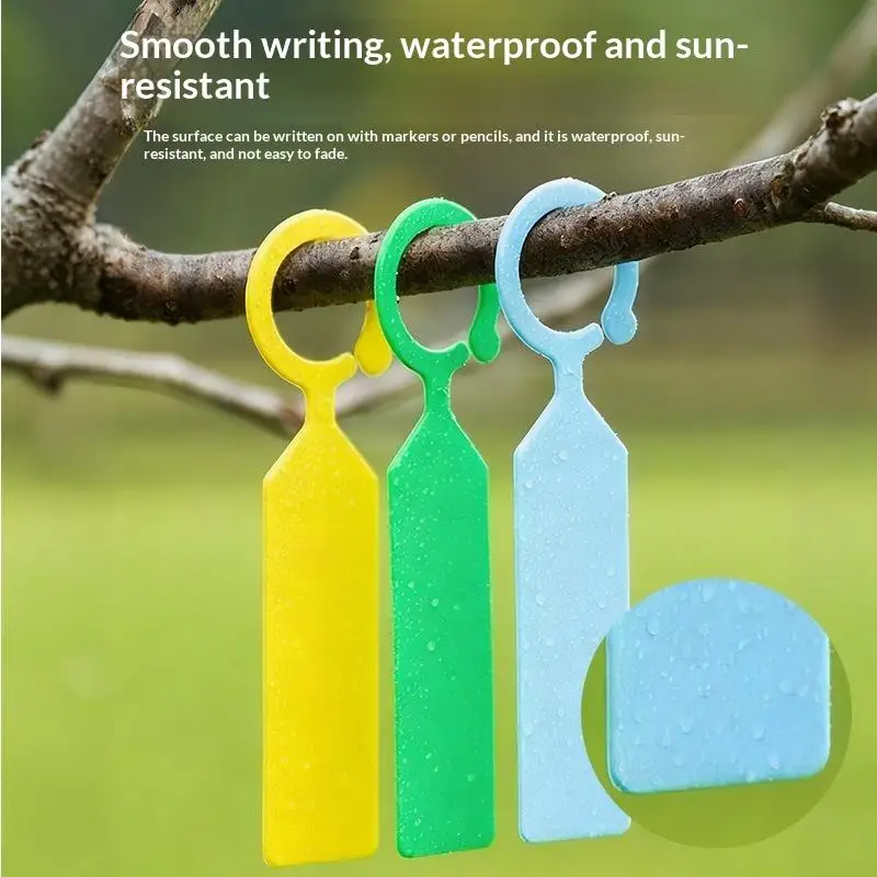 【HG】100Pcs Greenhouse Bonsai Collar Signs Ring Label Hook Tree Marker Nursery Stake Plastic Garden Hanging Plant Tags
