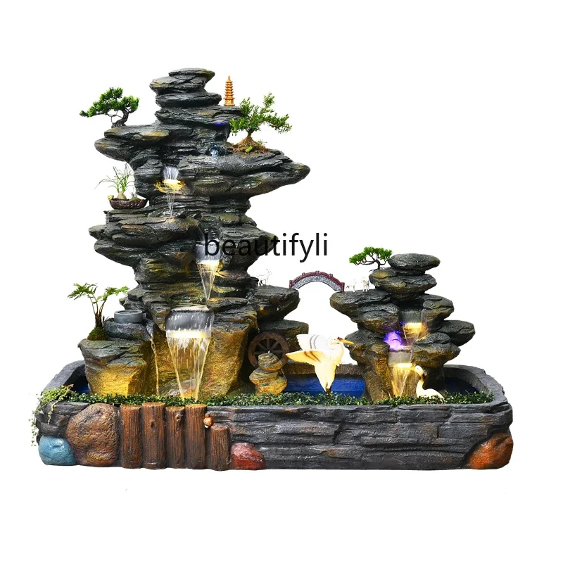 

Large Floor Artificial Mountain and Fountain Fish Pond Landscape Indoor Balcony Decoration Decoration