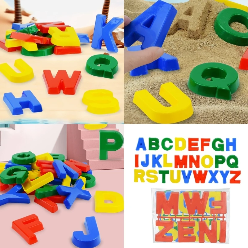 A5YC Letter Sand Moules éducatifs 26pcs Sable Play Place Sand Toy pour tout-petit Place Water Play Spelling Game Fun