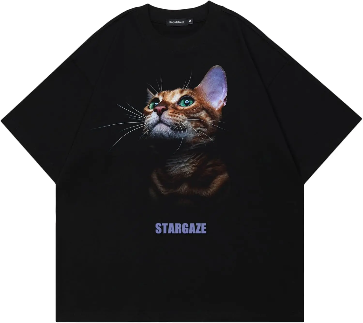 Unisex T-Shirt Streetwear Cat Graphic Tee Shirt Y2K (Black, XX-Large)