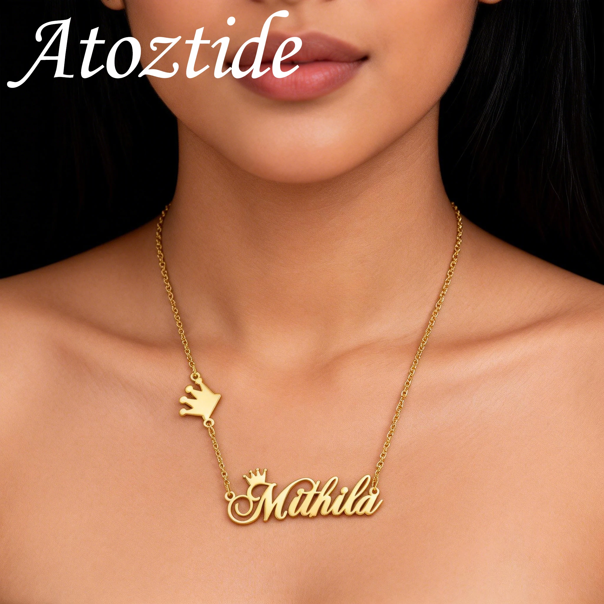 

Atoztide Custom Name Necklaces for Women Heart Butterfly Chain Stainless Steel Personalized Jewelry Letter Choker Birthday Gift