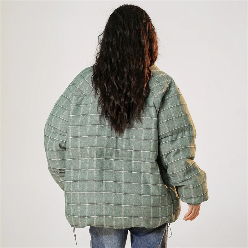 Women Oversize Winter Ski Jacket Men Plaid Short Down Jackets Man Winter 2023 Women\'s Winter Parka Unisex Plus Size Down Coats