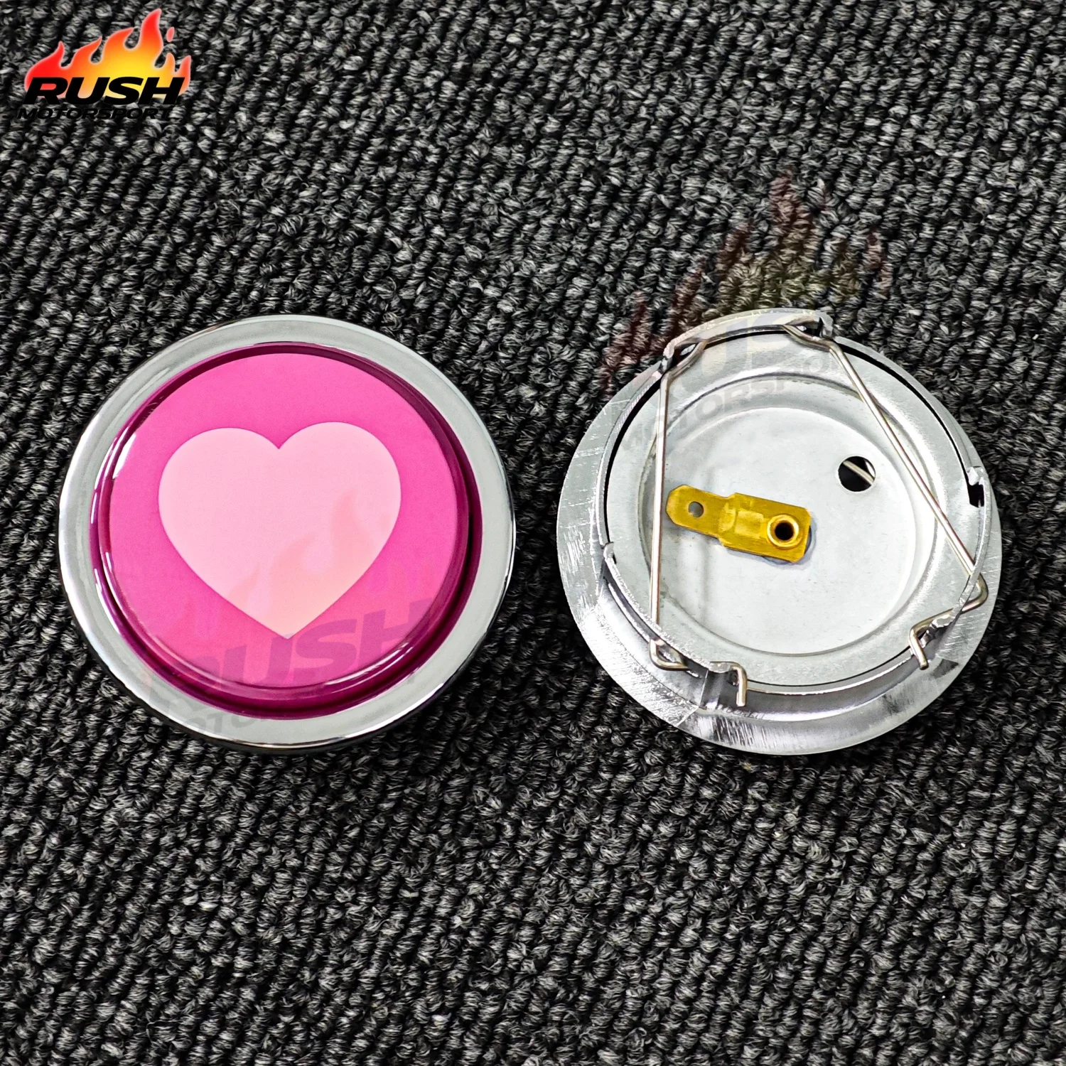 

Pink Heart Steering Wheel Horn Aluminum Horn Button Cap JDM Sports Car Horn Push Cover PC-HB03