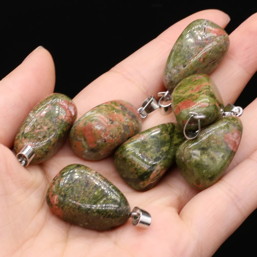 Natural Semi-precious Stone Pendant Irregular Cherry Blossom Agate for DIY Jewelry Making Necklace Size15x20-18x25