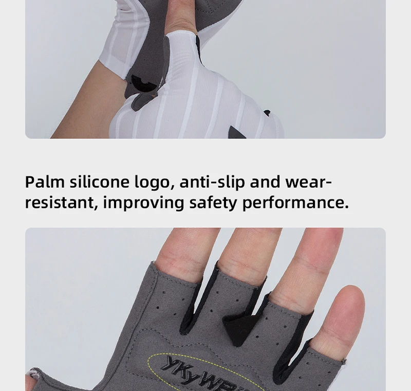 YKYWBIKE Fahrradhandschuhe, gewebt, aerodynamisch, gestreift, Fahrrad-Sporthandschuhe, rutschfeste Reithandschuhe, stoßdämpfende Rennradhandschuhe – Detail 7