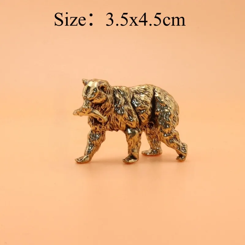 Brass Polar Bear With Fish Figurine Domineering Animal Desk Ornaments Vintage Bronze Ware Bear Dominates The World Craft Decor