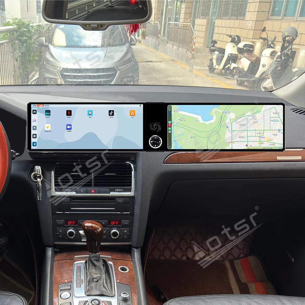 

Dual Screen 12.3 Inch CarPlay Radio GPS Navigation For Audi Q7 2005-2015 Qualcomm Touch Screen Multimedia Stereo Head Unit Auto