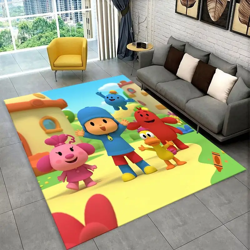 Cute P-Pocoyo Elly Pato Cartoon Non-Slip Area Rug for Living Room,Bedroom,Playroom,Soft Carpet Floor Mat Home Decor Rug  Room