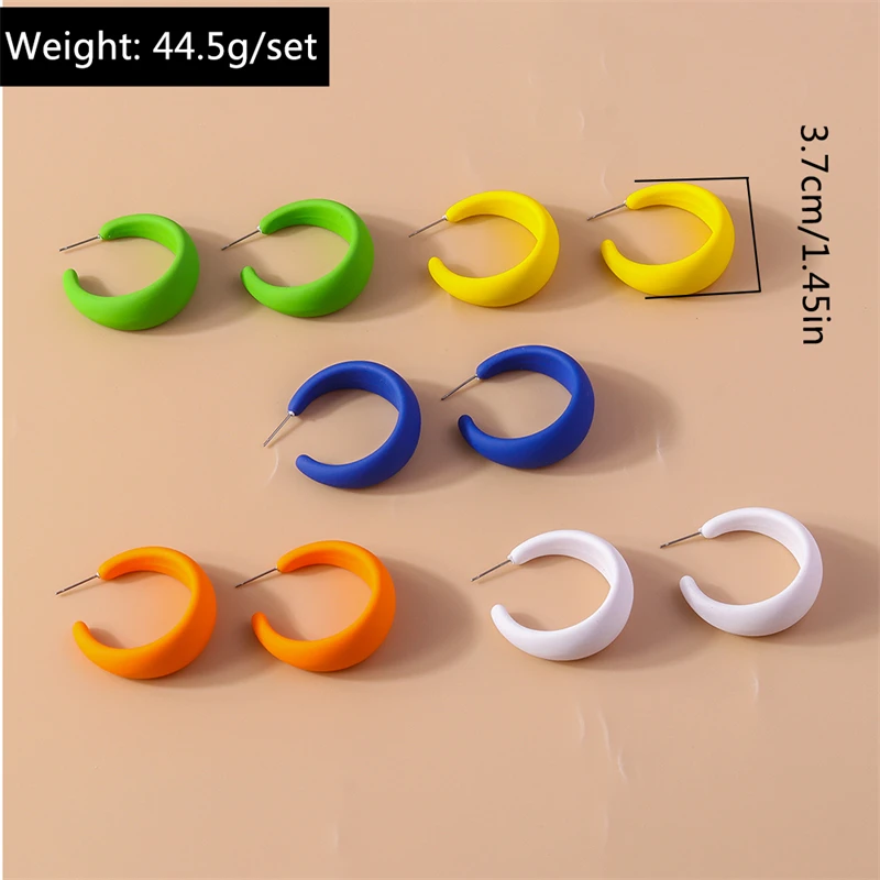 Candy-Farbige C-förmige Creolen im Koreanischen Stil für Frauen und Mädchen, Party- und Festival-Schmuck, Geschenke – Detail 4