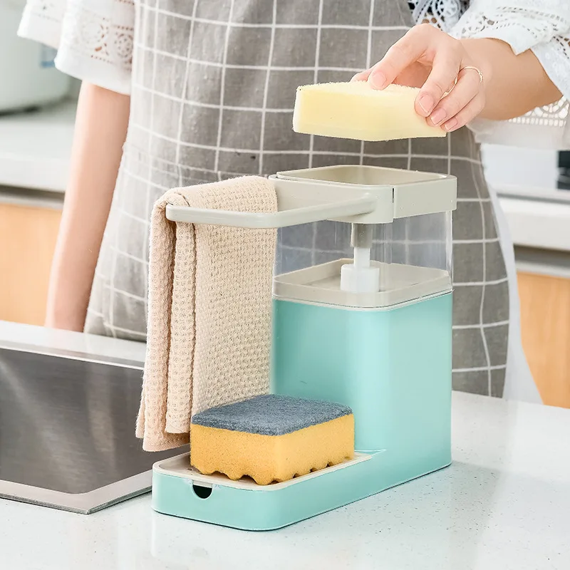 Sink Storage Liquid Detergent Box Multifunctional Kitchen Press Liquid Box Rag Sponge Rack Dishwasher Drain Rack Organizer Tools