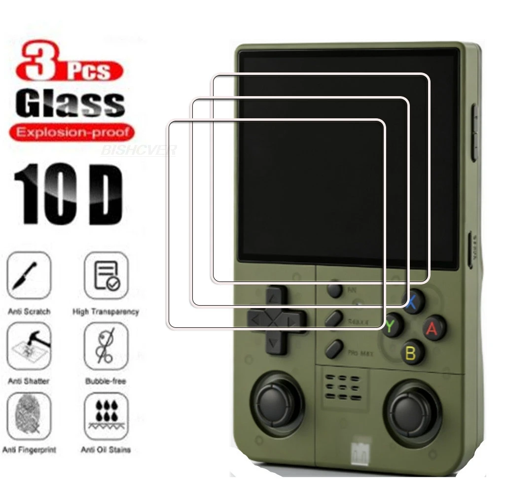 3PCS HD Tempered Glass For R46H R36H R40XX Pro Max R36HProMax  Handheld Game Screen Protector Cover Film