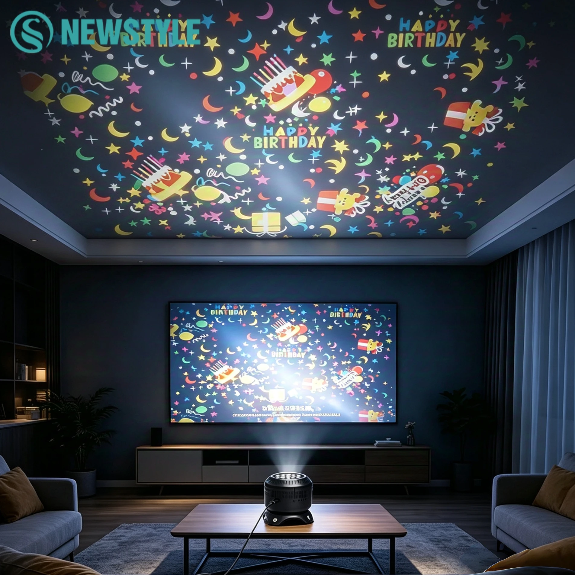 Home Cinema Night - 다이내믹 회전 LED 프로젝션 라이트 360