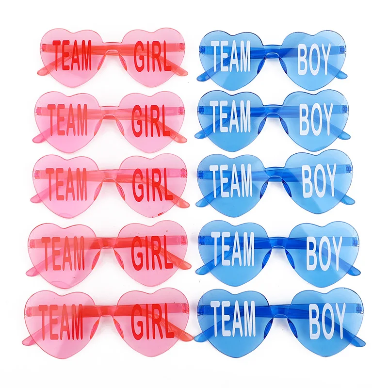 Gender Reveal Team Boy Team Girl Glasses Blue and Pink Frameless for Gender Reveal Party Favor Gifts Decoration Photography Prop