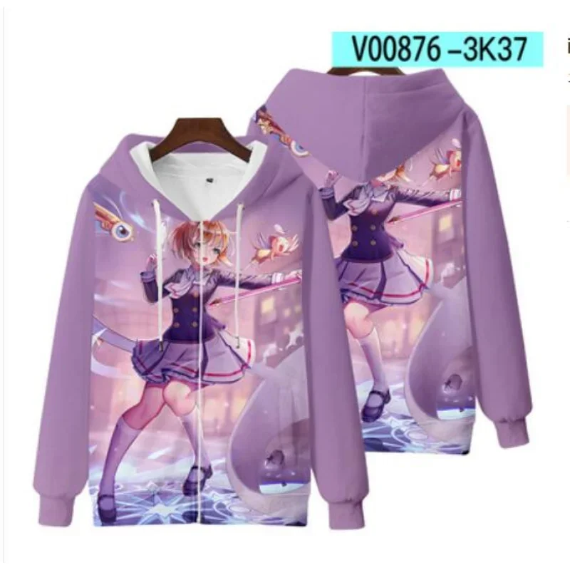 3D Print Cardcaptor Sakura Zip Up Women/Men Hoodie Sweatshirt Streetwear Hip Hop Kinomoto Sakura Cosplay Zipper Hooded Jacket