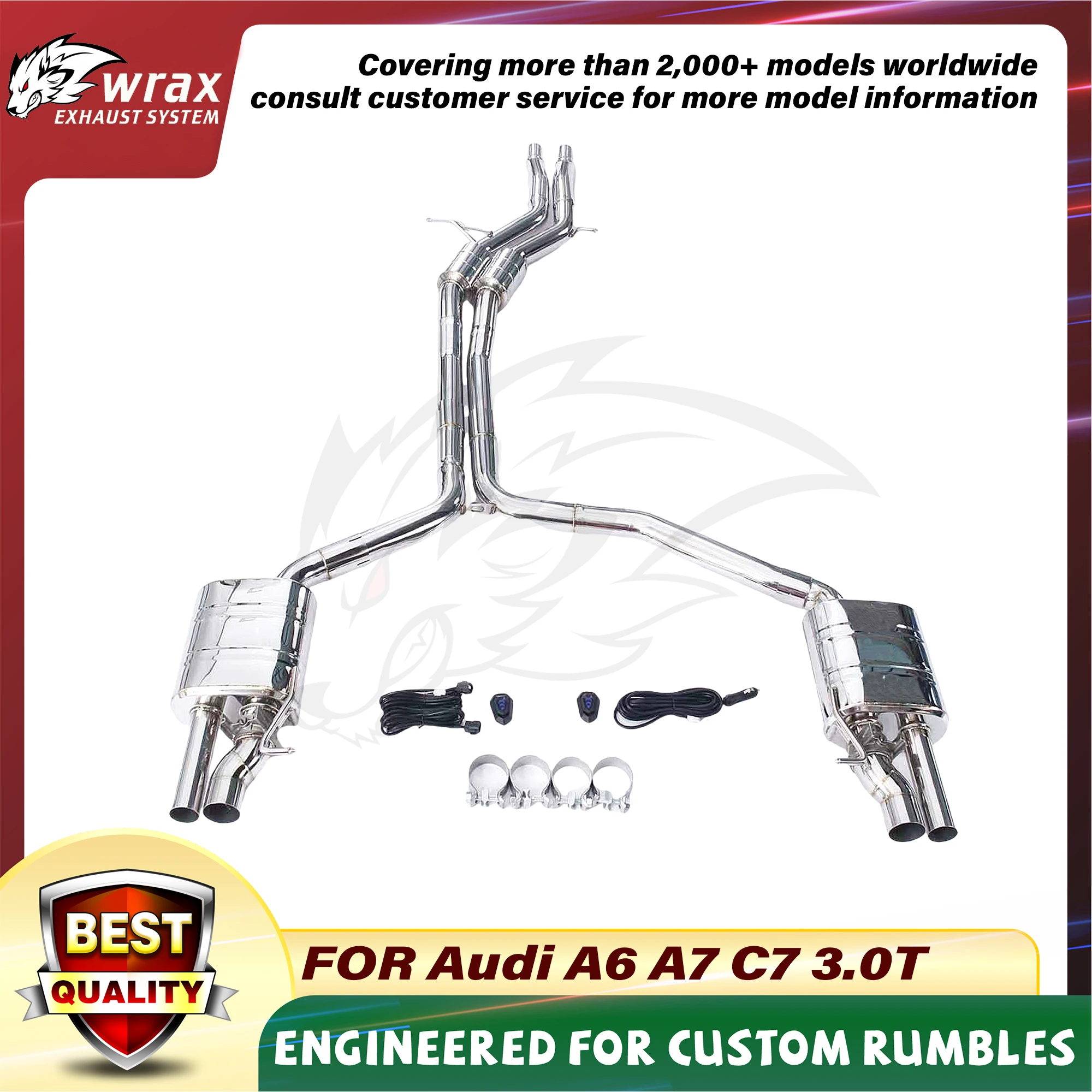 

Stainless Steel Catback Exhaust WRAX for Audi A6 A7 C7 3.0T Sport Sound Selection of Valves Lossless installation