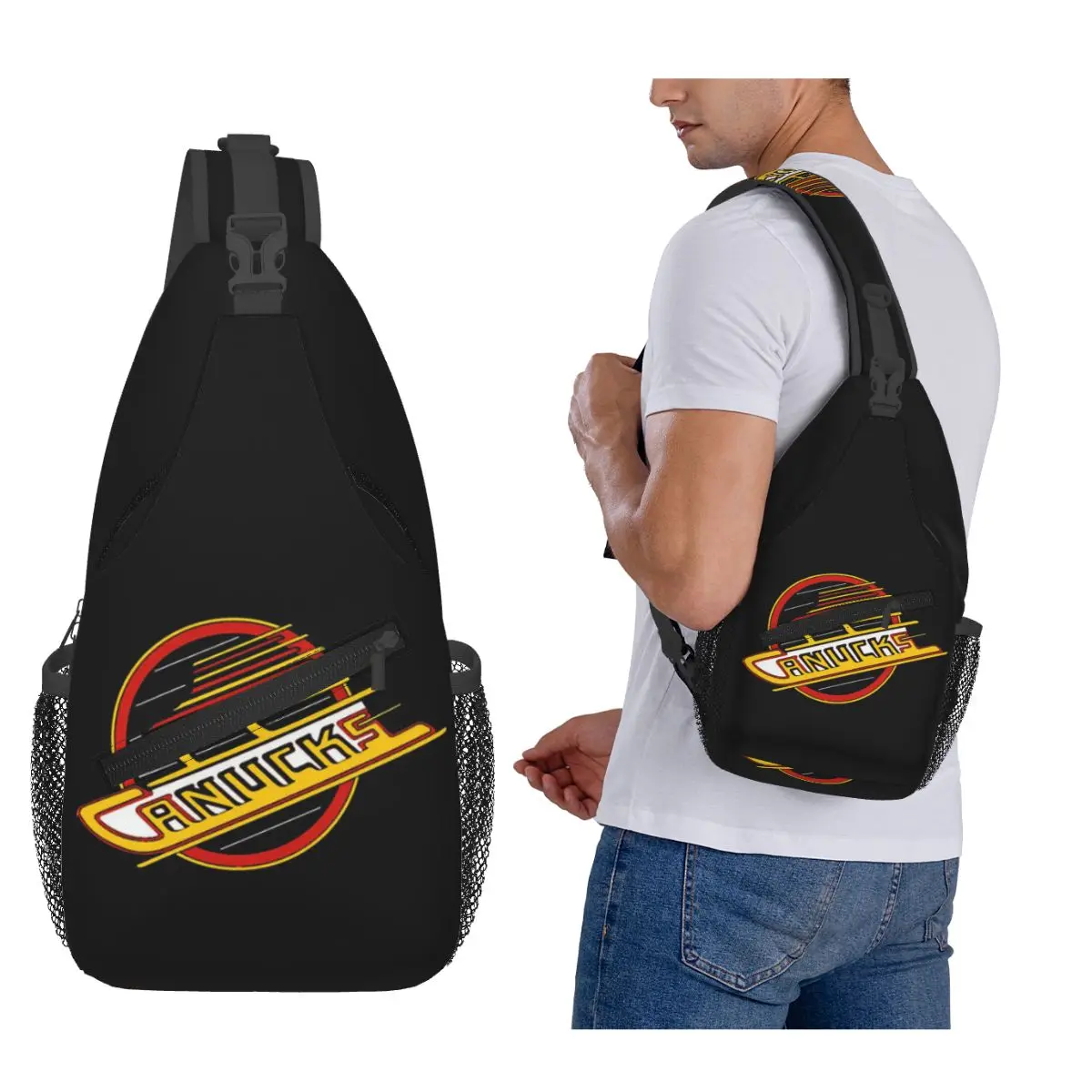 

Vancouver Hockey Canucks Skate Chest Bag Men Sling Crossbody Backpack Chest Bag Traveling Hiking Daypack Shoulder Bag