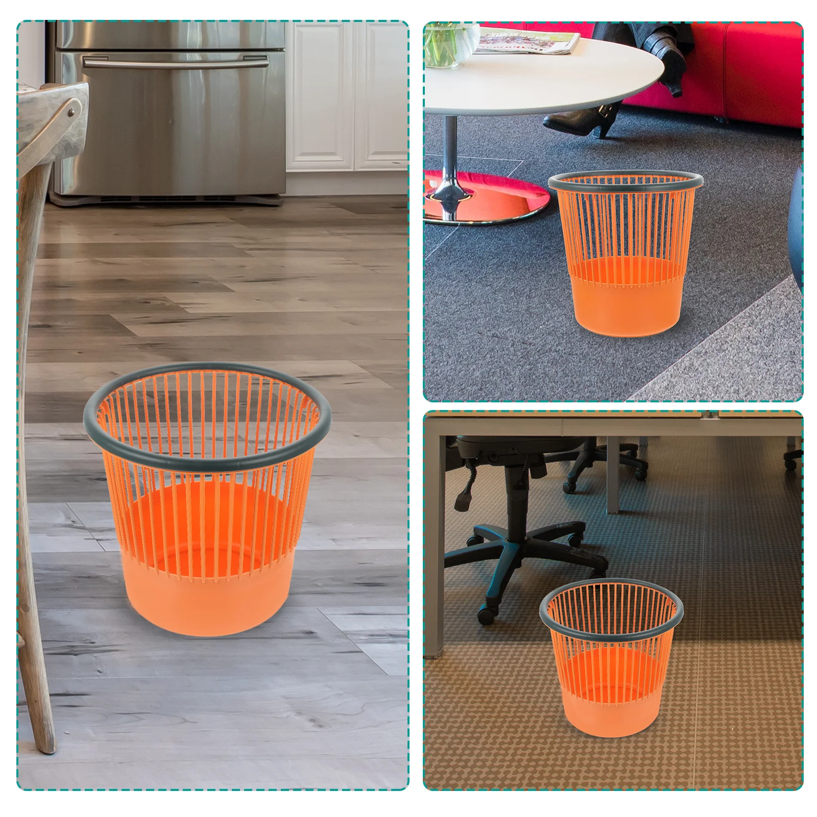 

1pc No Lid Trash Can Pp Plastic Waste Basket Strong Non-Slip Bottom For Office Home Kitchen Bathroom Living Room Bedroom