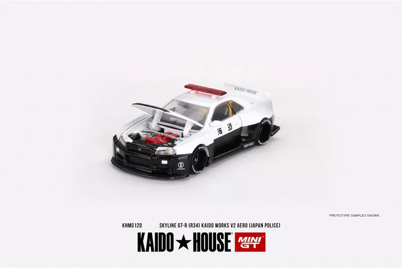 Kaido House x MINI ight1: 64 Skyline GT-R R34 Kaido nous-mêmes (V2 Aero) Police Diecast Model Car