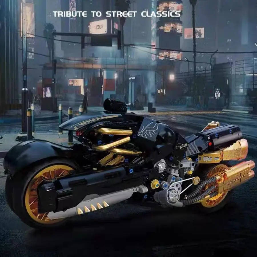 

Cool Black & Golden Motorcycle Model Building Block Toys Educational Simple Operation Ideal Birthday Gift for Kids