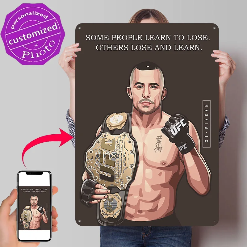 George Stpierre Metal Poster Perfect Gift for Fans Lovers Customized Wall Art Metal Sign for Decoration Room Ornaments Wand Deko