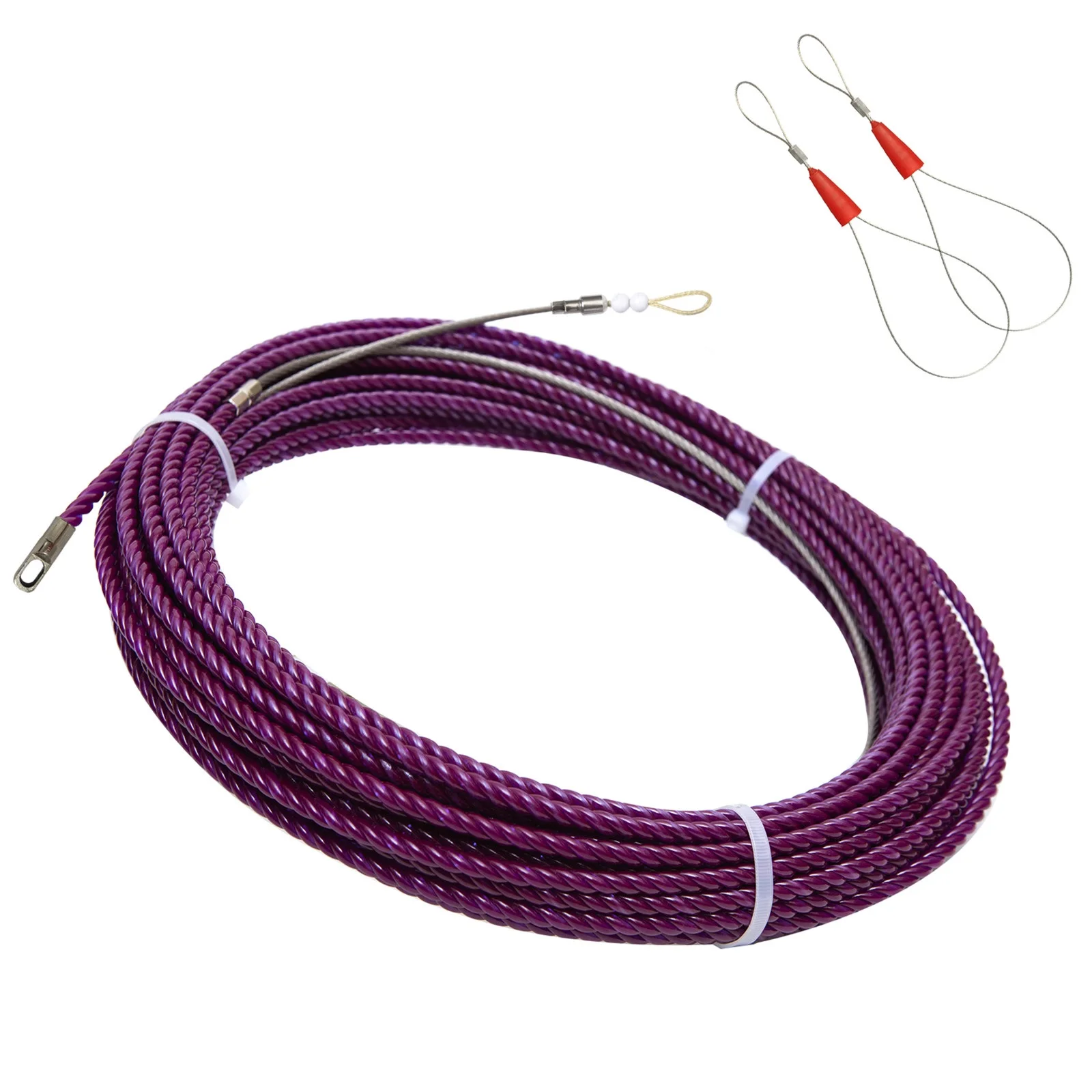 6.5mm x 27m Fish Tape Duct Rodder Wire Rod Electrical Cable Puller Rod Through Wall Threader Kits