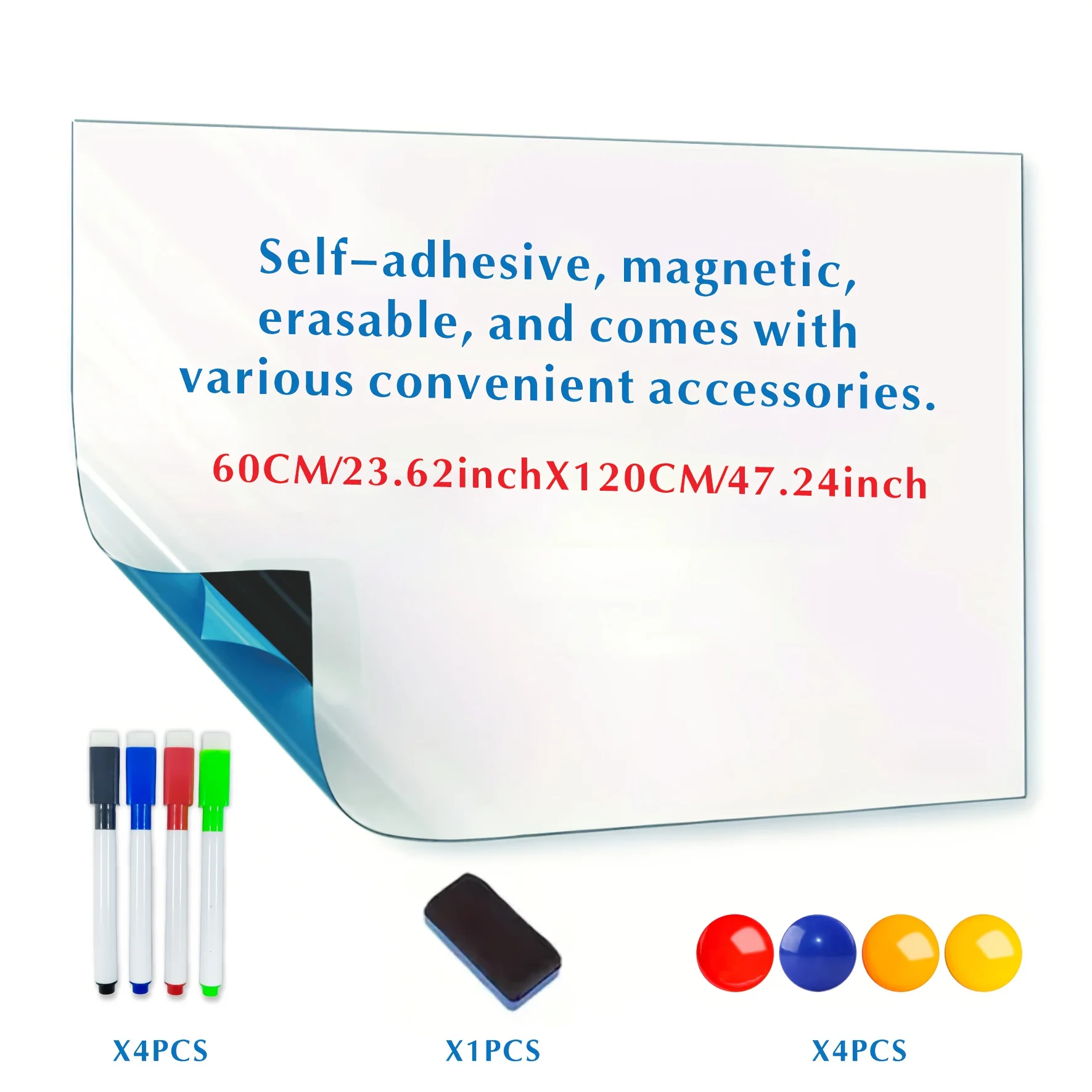 Erasable Magnetic Whiteboard Sticker Self-adhesive Wall Decal for Classroom Office Home Back to School Kids Learning Writing Use
