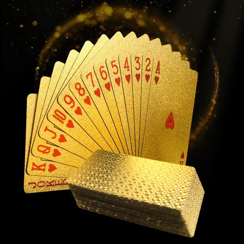 Goudfolie Pokerset Waterdichte kaarten Luxe gouden speelkaarten Spel Plastic folie Poker Duurzame geschenkcollectie