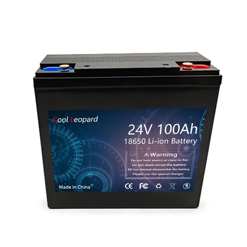 New 18650 24V 100Ah Lithium Battery Pack Built-in 100A BMS,for Solar Marine Overland Off-Grid LED lighting Rechargeable Battery