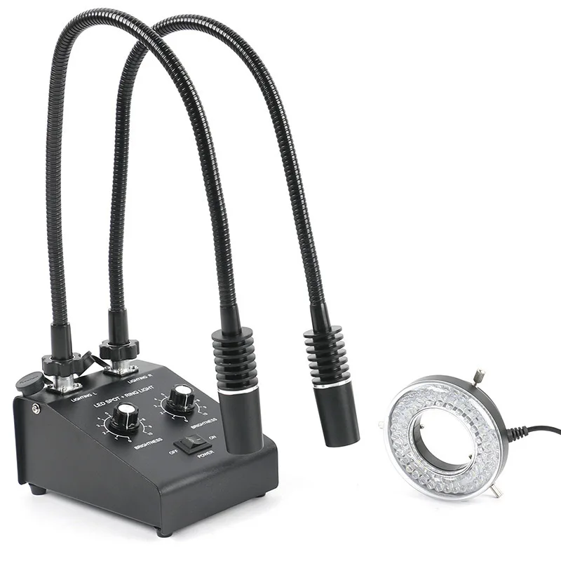 Promotion 3 in 1 white led industrial camera light source double branch microscope double gooseneck light source red led