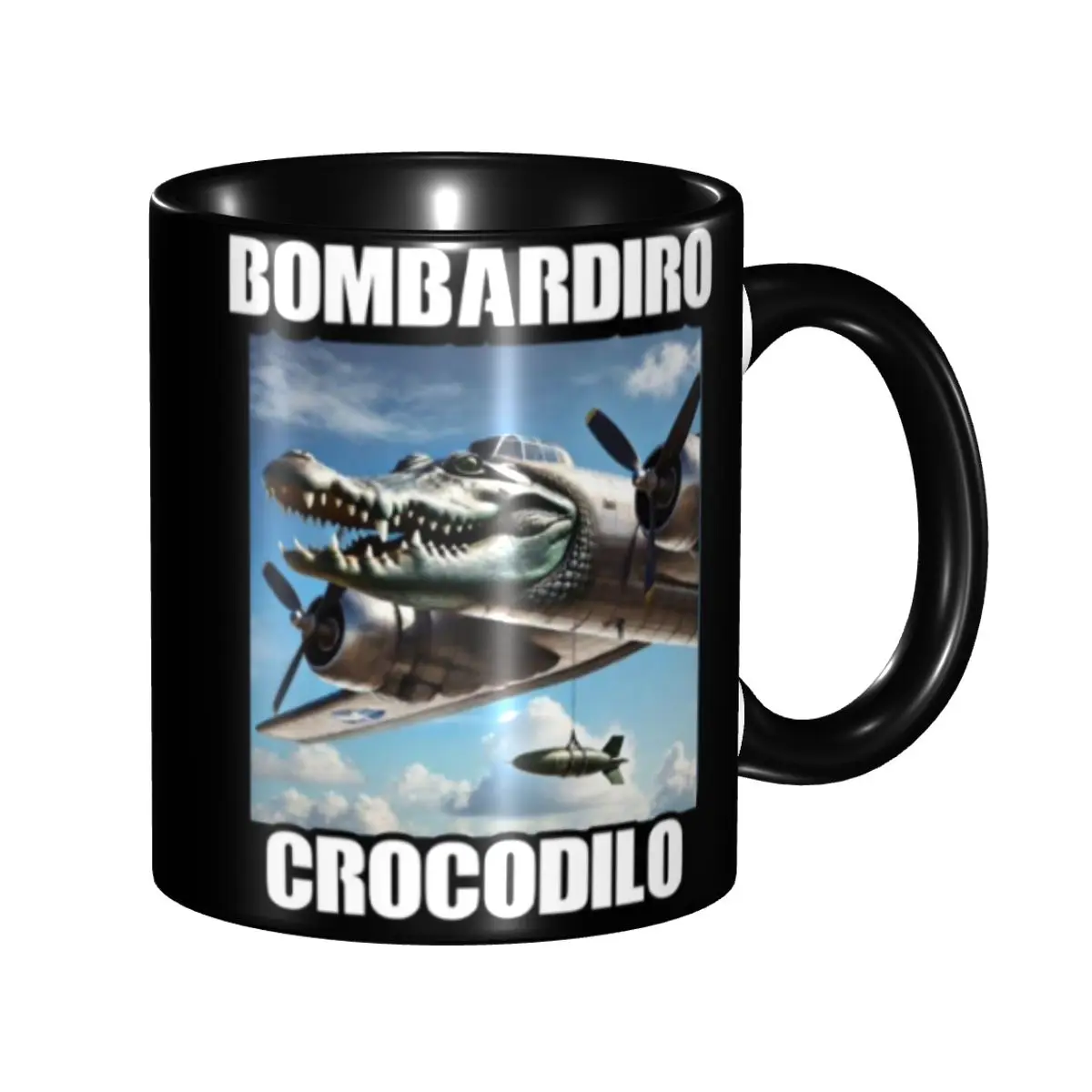 Bombardiro Crocodilo Crocodile Plane Bomber Gift Mugs for Woman Man Fun Tea Cup Present for Office