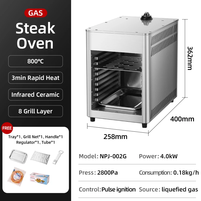 Hornos de encimera de uso doméstico a Gas de cocina rápida, horno tostador, parrilla de carne asada de red de capa de acero inoxidable