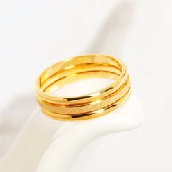 Real gold AU999 Three Lives Three Worlds ring female fashion personality couple ring pure gold 24K plain ring jewelry