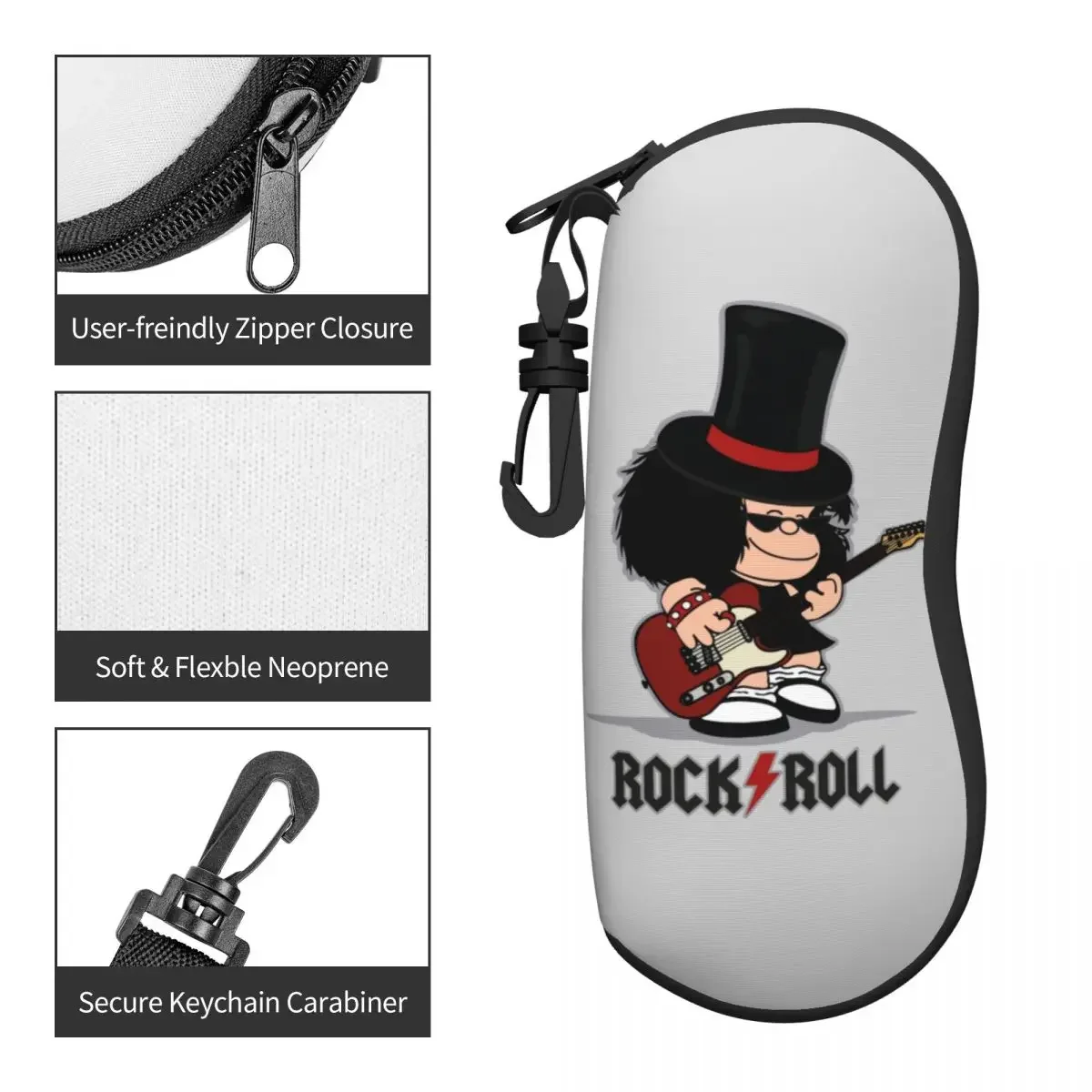 Comic Mafalda Rock chitarra custodia per occhiali da vista uomo donna Soft Cartoon Quino Manga occhiali da sole borsa protettiva