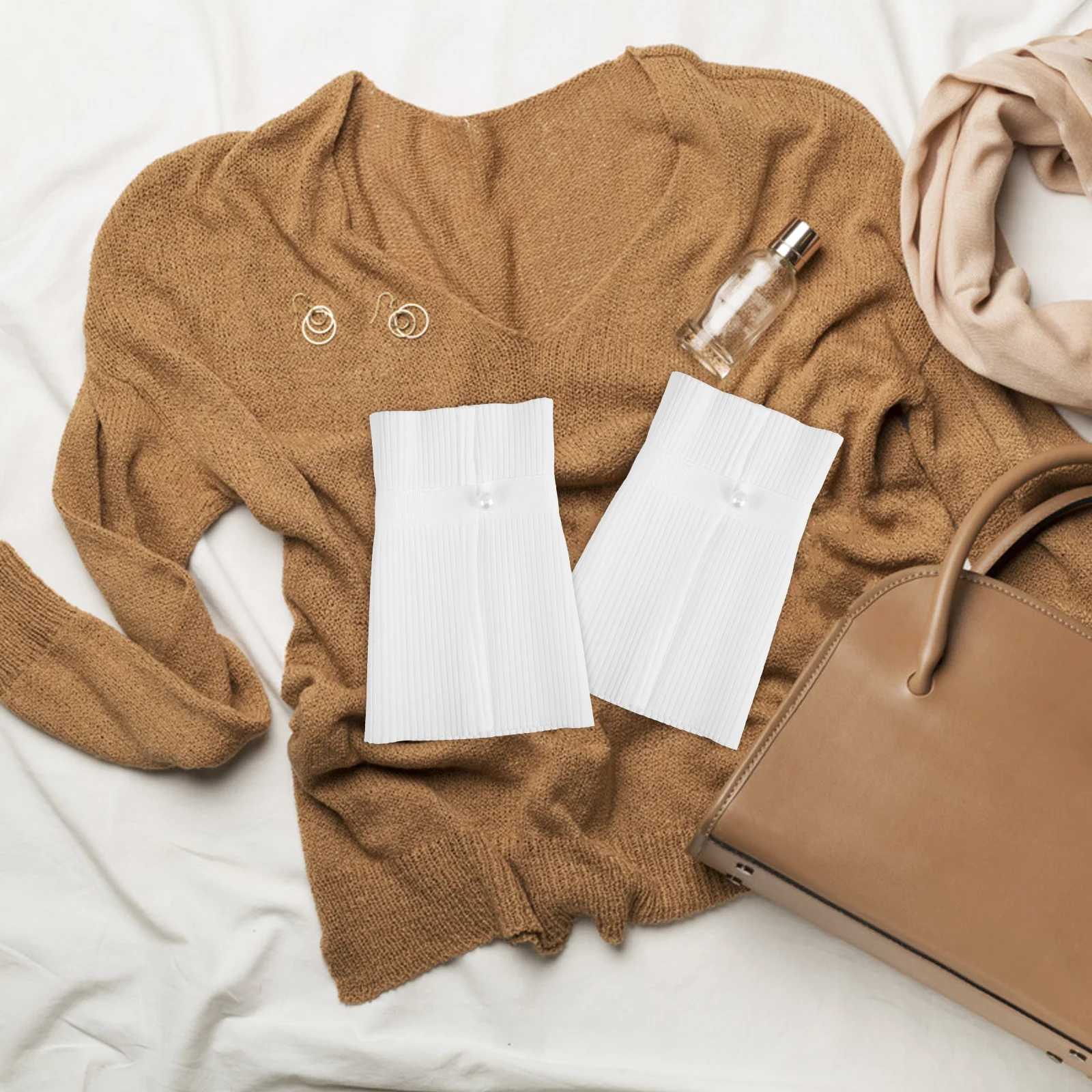 1 пара женских манжет с искусственными рукавами и жемчужными пуговицами, многослойные съемные манжеты с цветочными рюшами для свитера, блузки, пальто, мода