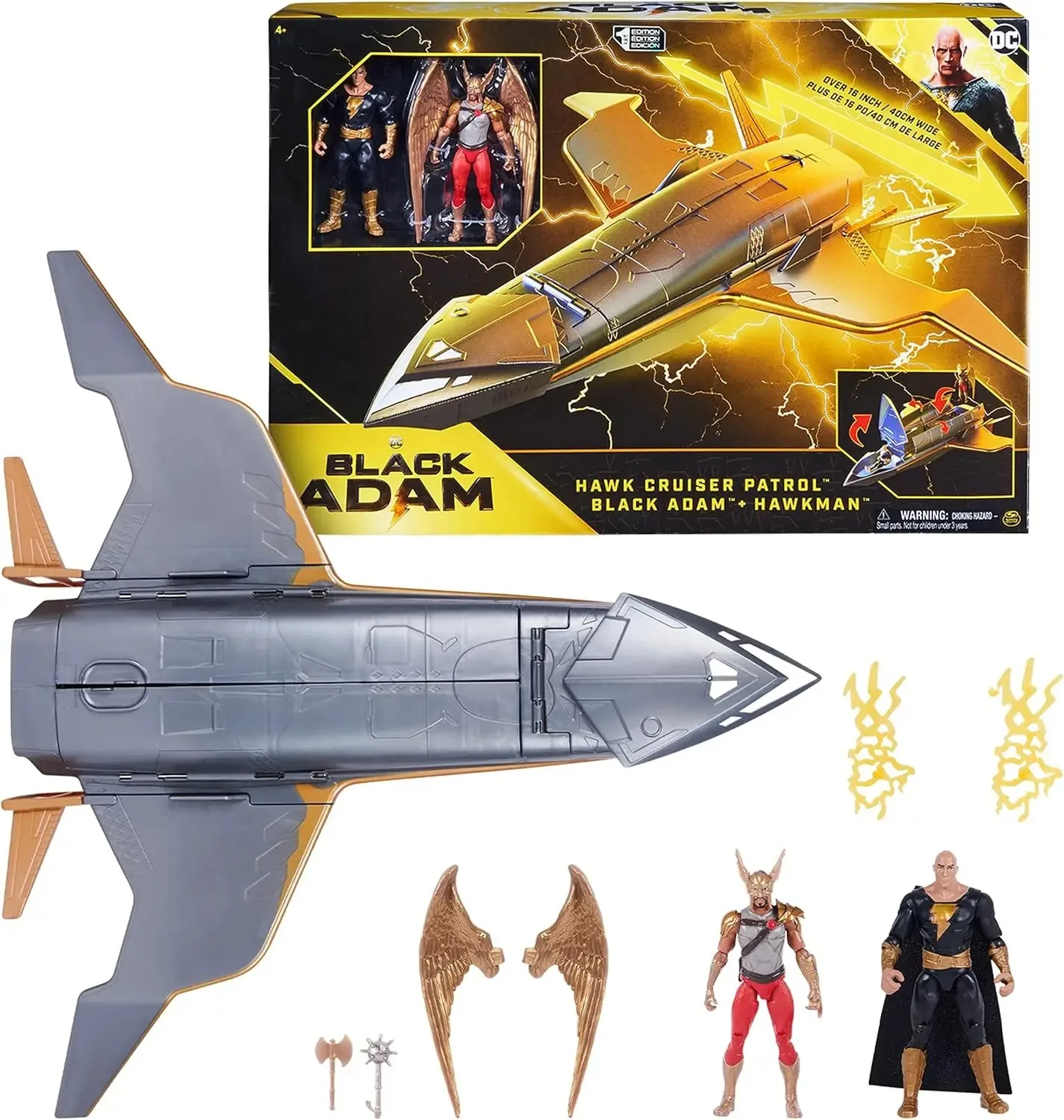 

DC Comics Hawk Cruiser Patrol - Black Adam & Hawkman Action Figures, 16+ Inch First Edition Kids Toy Gift