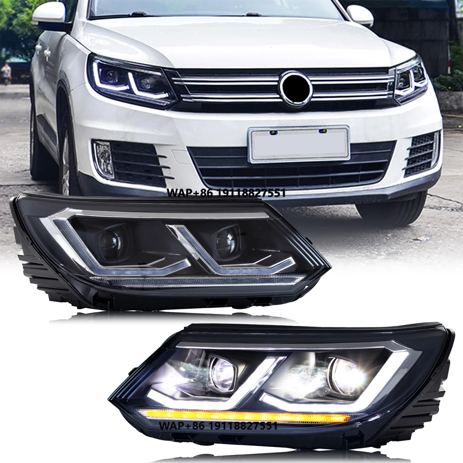 ForTiguan L 2013-2016 Head Lamp Light Upgrade VW Tiguan L LED Head Light DRL Durable Headlight Assembly