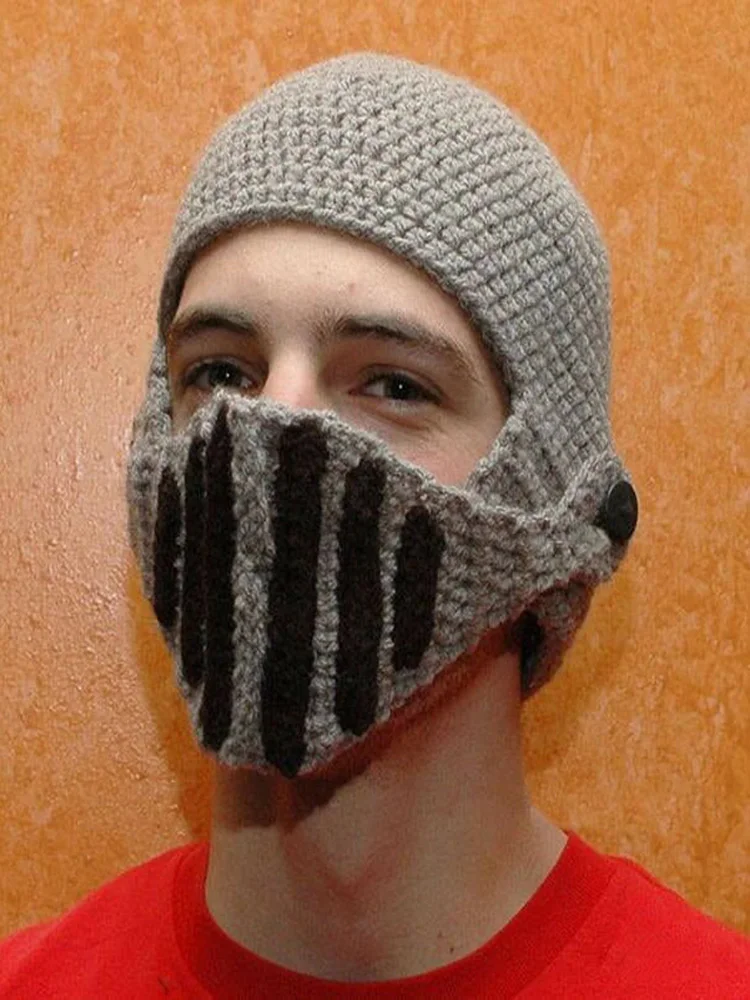 Winter Men Knight Knit Hat Outdoor Keep Warm Windproof Gladiator Masks Cap